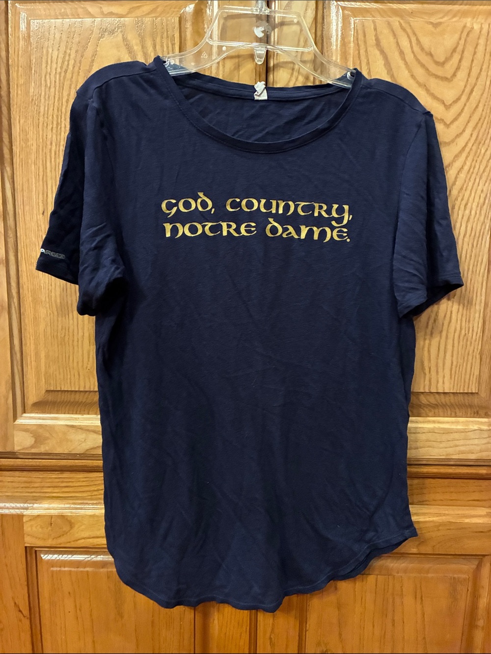 Small Under Armour Navy T-Shirt - Gold Lettering - God, Country, Notre Dame